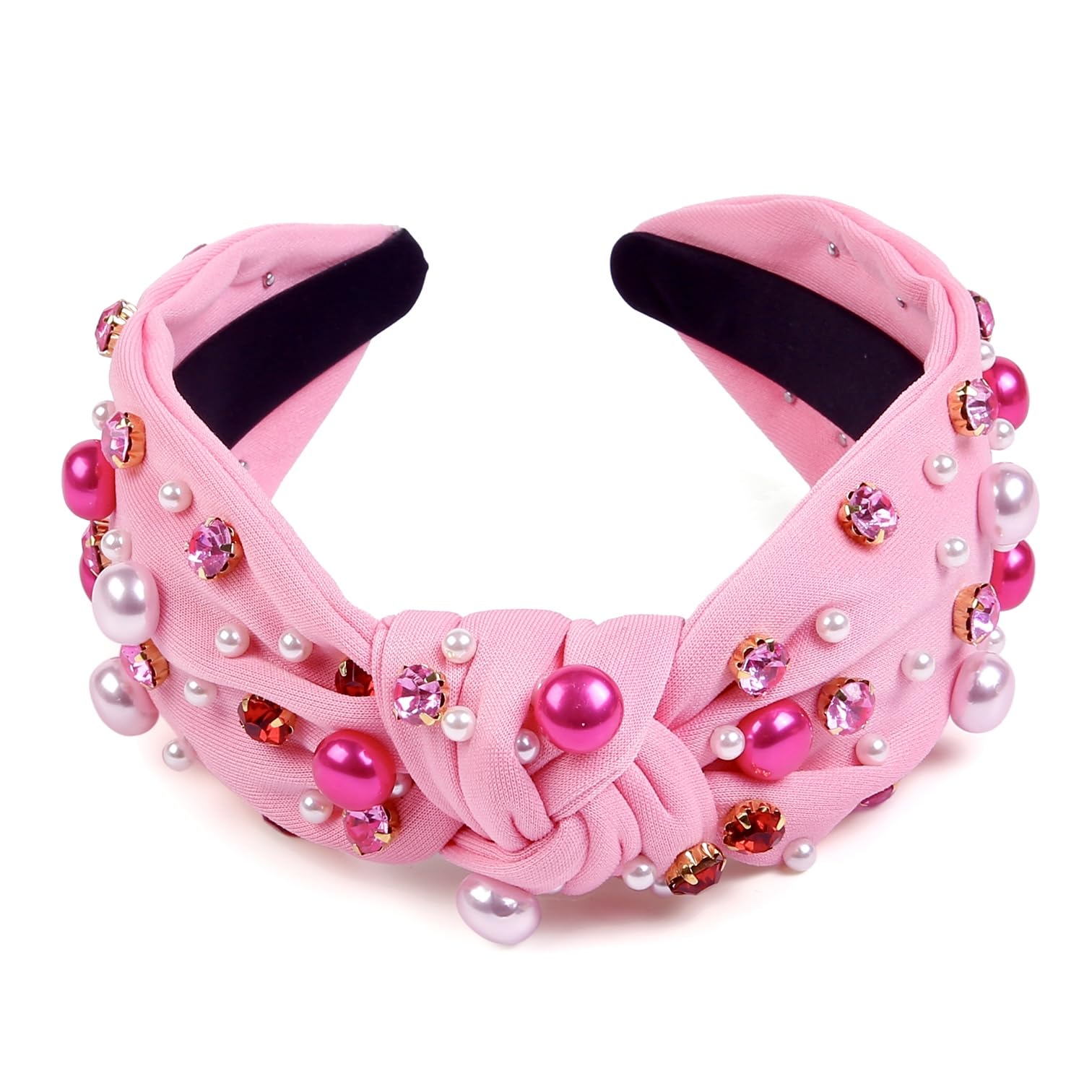 Diadema Huachi nudo destacado con perlas para elegancia.