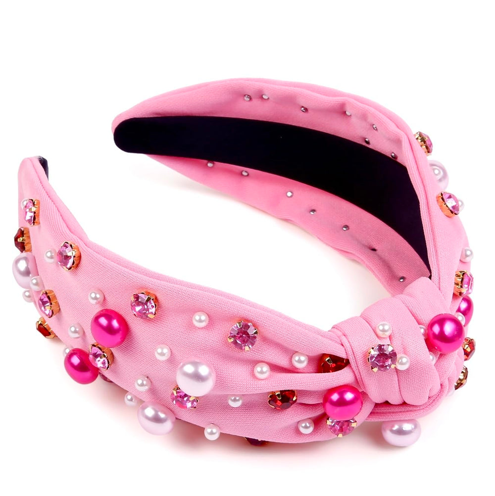 Diadema Huachi rosa brillo con piedras para ocasiones románticas.