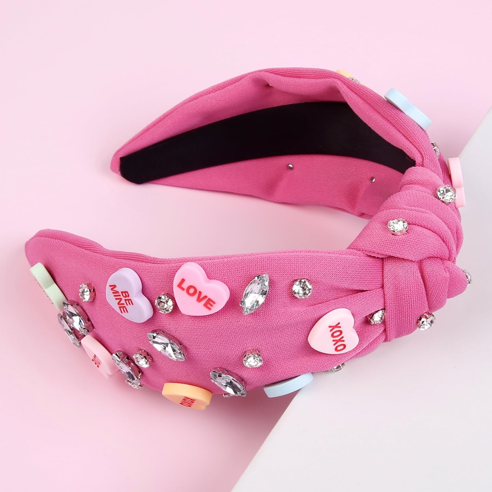 Huachi diadema San Valentín con corazones y mensajes, ideal para expresar emociones.