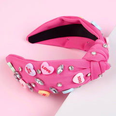 Huachi diadema San Valentín con corazones y mensajes, ideal para expresar emociones.