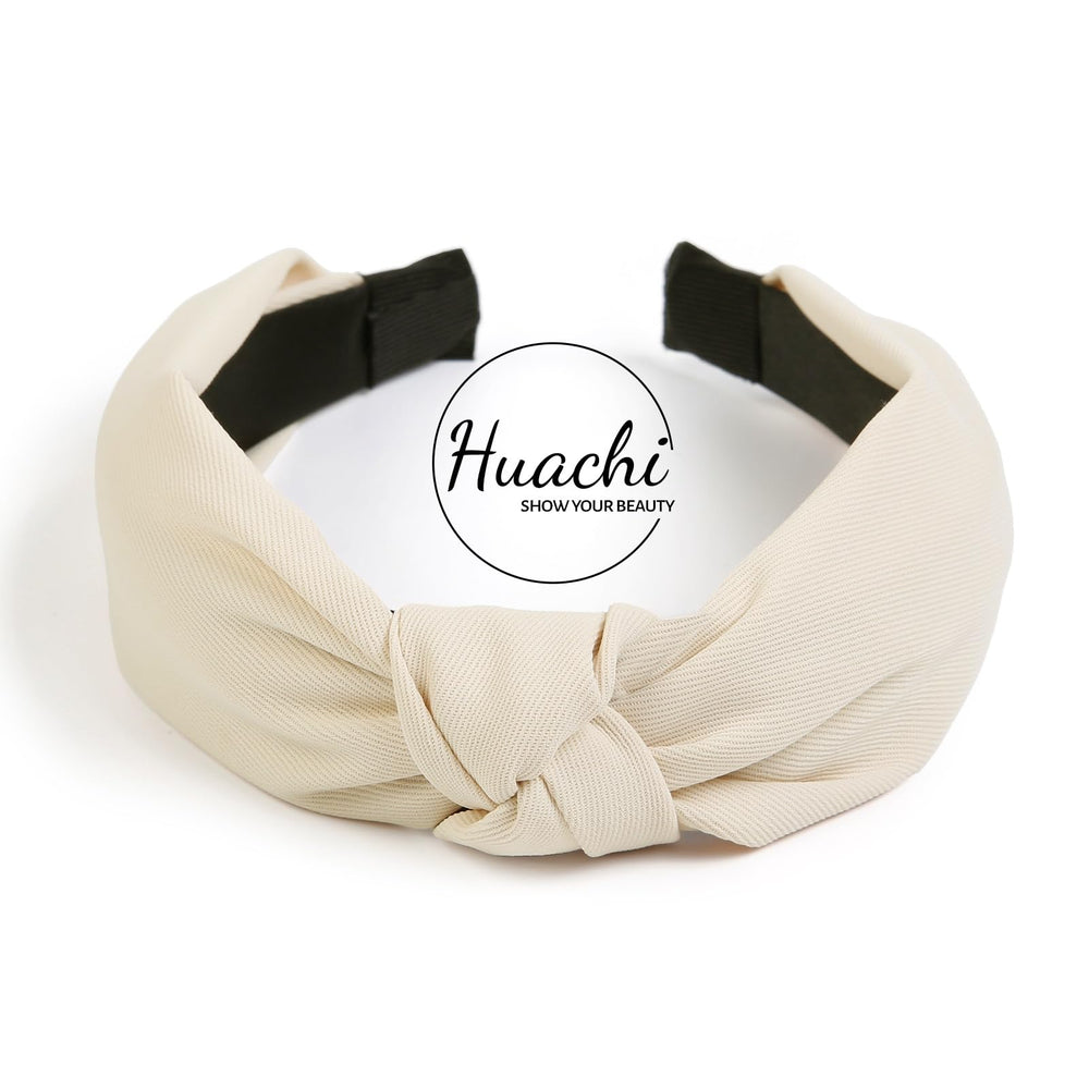Huachi white knotted headband provides elegant simplicity for versatile styling