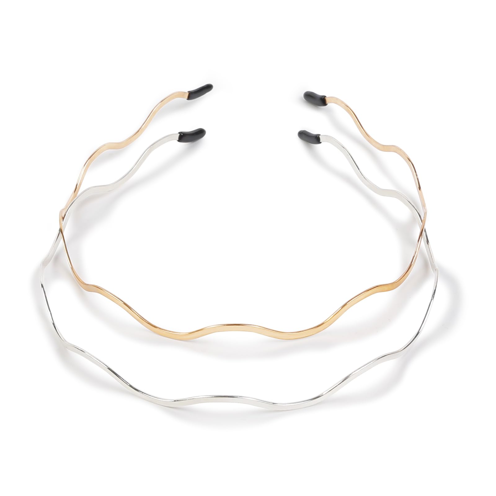 Huachi metal headbands for women in silver, close-up showing subtle shine