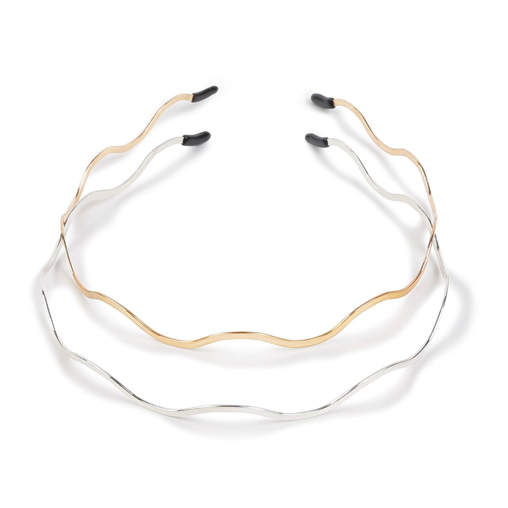 Huachi metal headbands for women in silver, close-up showing subtle shine