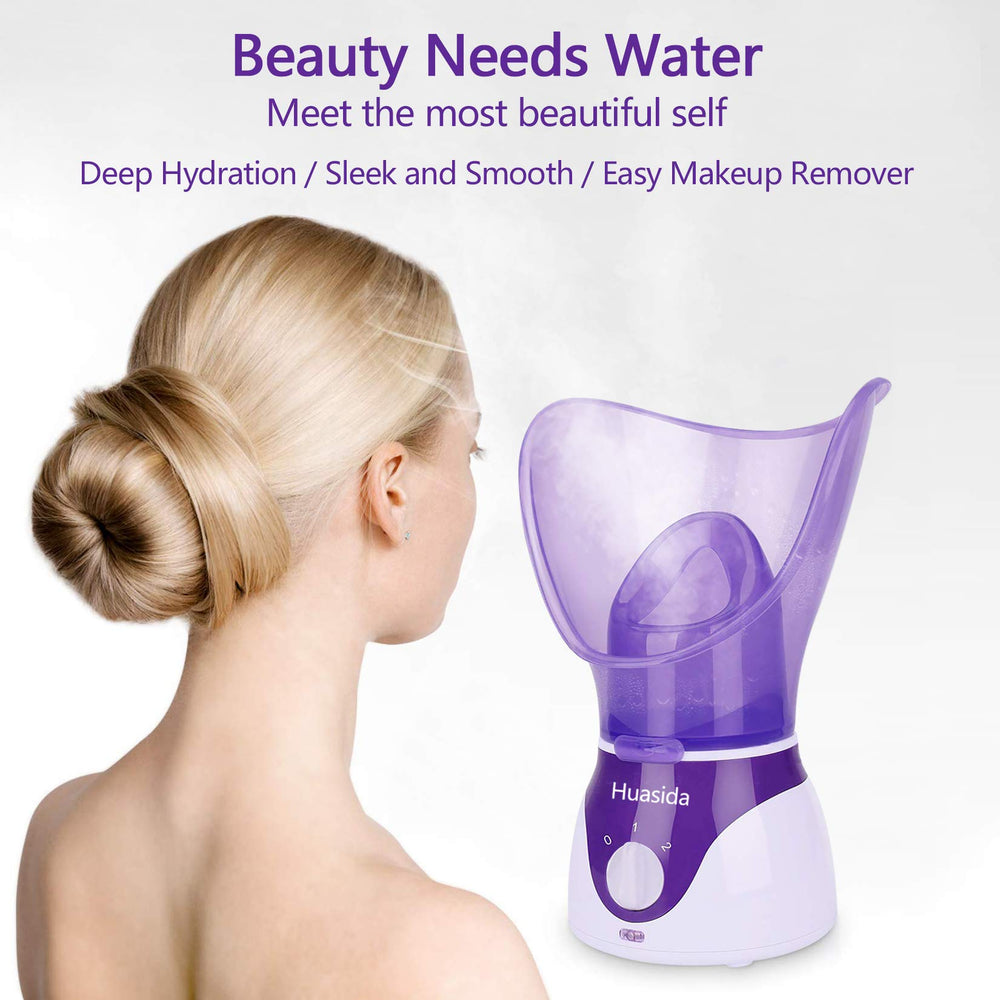 Huasida mist-producing face steamer delivers gentle warm vapors.