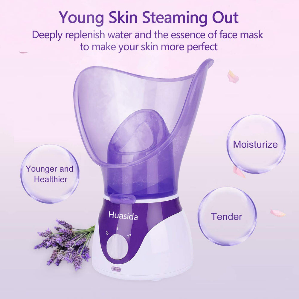 Huasida nose steamer attachment enables targeted pore cleansing routine.