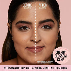 Huda Beauty Easy Bake Cherry Blossom powder texture swatch.