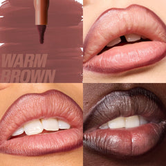 Close-up of Warm Brown shade on lips with matte finish