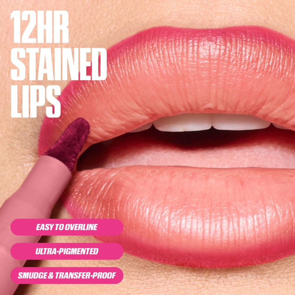 Brand packaging of Huda Lip Contour Stain with Warm Brown shade