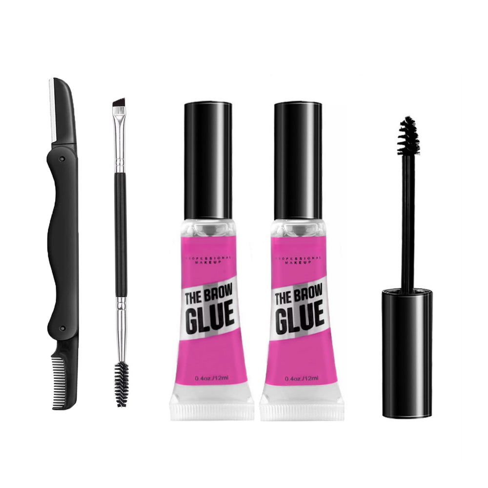 HUDABABY waterproof clear eyebrow gel set packaging highlights durable, travel-ready design