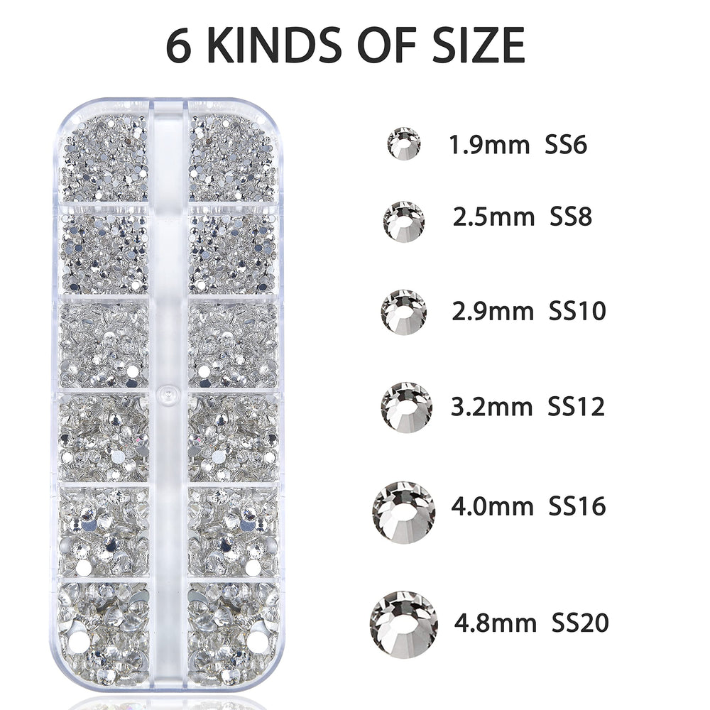 HUETFAT crystal clear rhinestones close-up showing diamond-like facets.