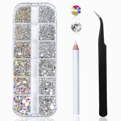 HUETFAT nail art rhinestones box storage organizer keeps gems neatly arranged.
