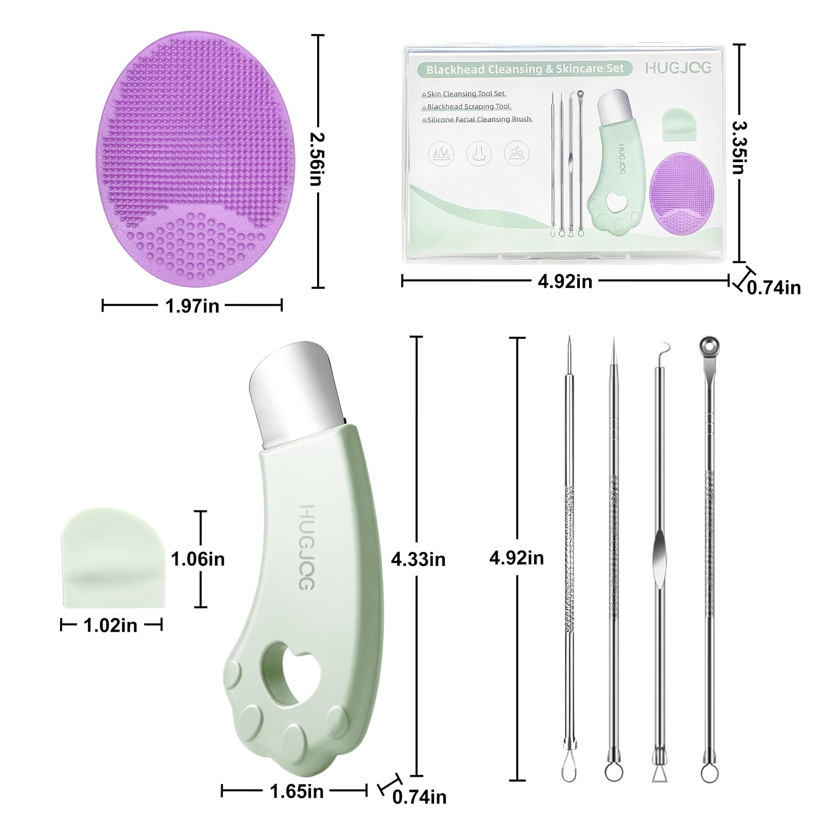 HUGJOG nose and T-zone care with 3-in-1 tool set.