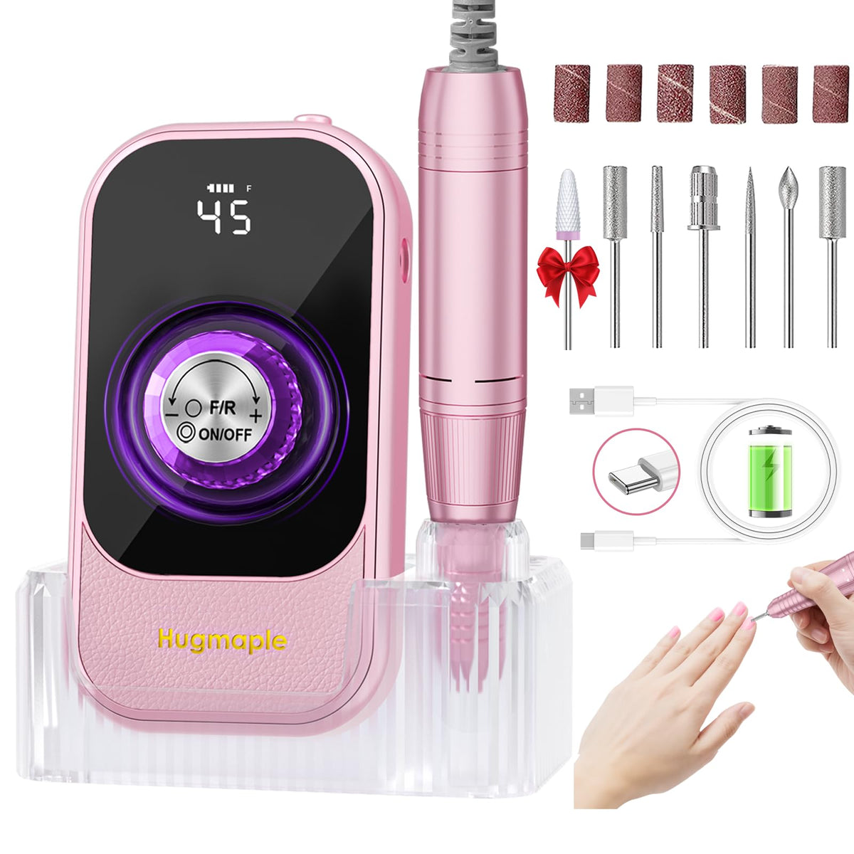 HUGMAPLE 45000RPM nail drill for fast shaping at home or salon