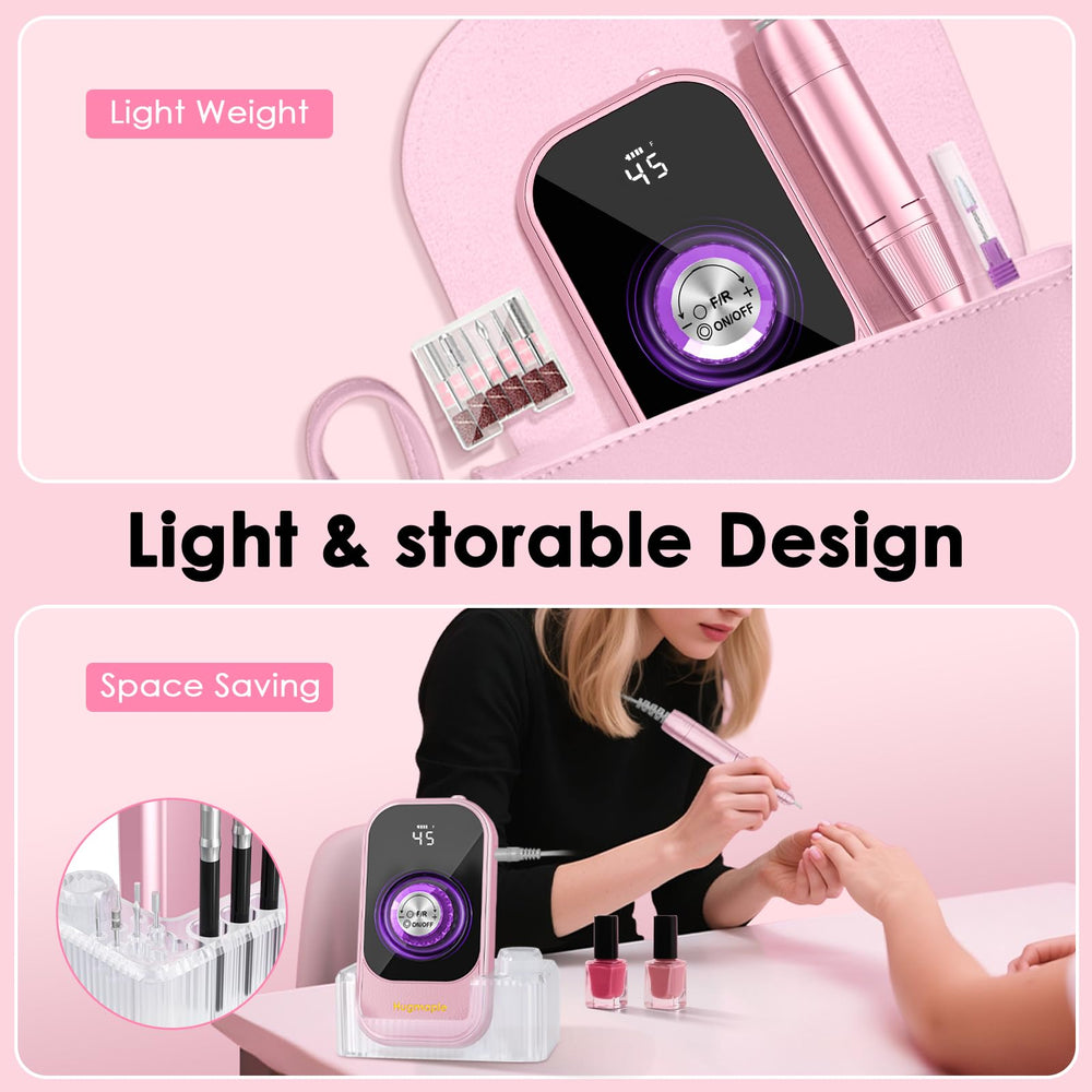 HUGMAPLE nail drill LCD display shows speed and battery status