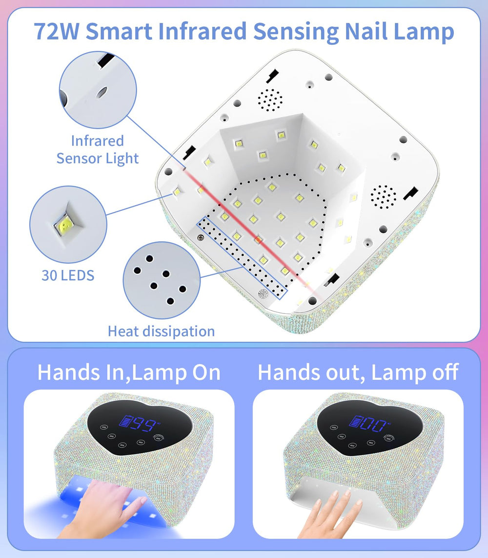 HUGMAPLE diamond LED nail dryer in action for salon-quality nails