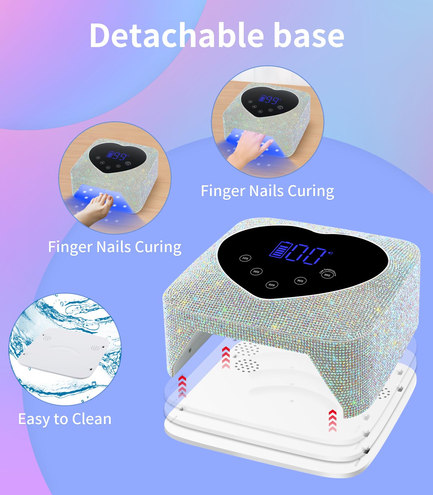 HUGMAPLE wide-space gel nail curing lamp for fingernails and toenails
