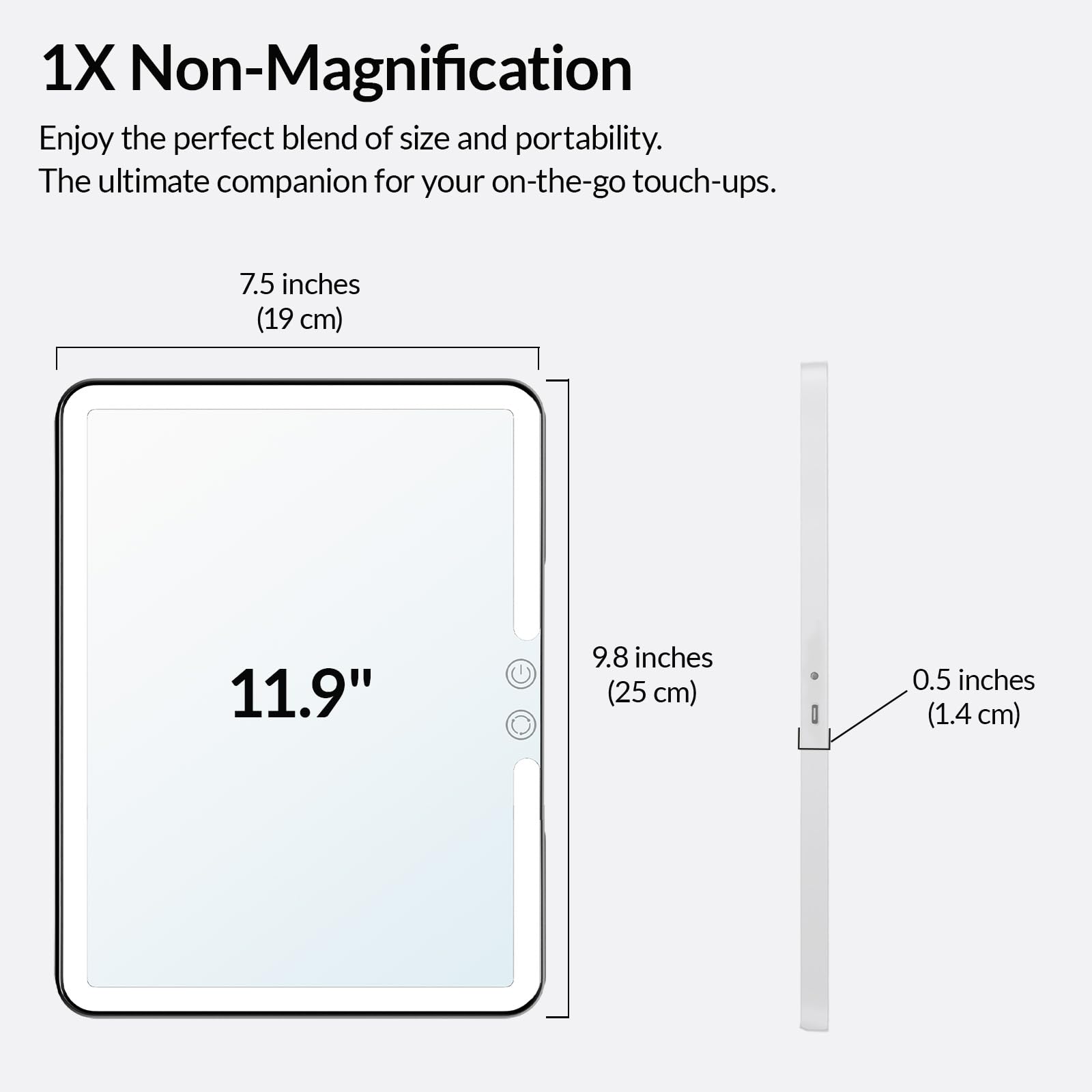 HUGOAI soft-grain white vanity mirror for desks and travel