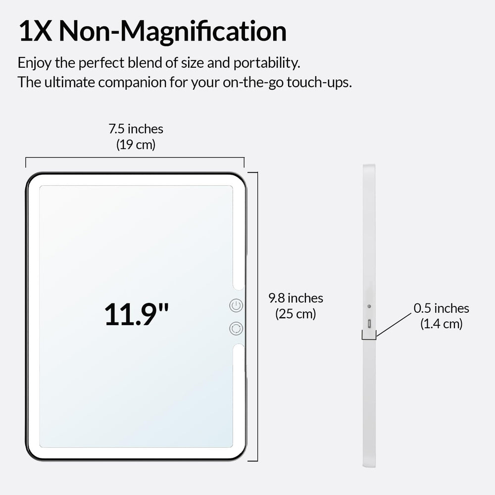 HUGOAI soft-grain white vanity mirror for desks and travel