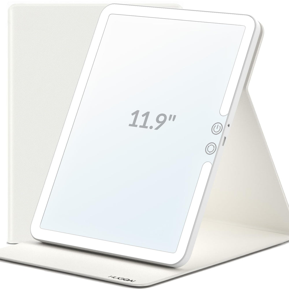 HUGOAI travel makeup mirror 11.9-inch front view for on-the-go styling