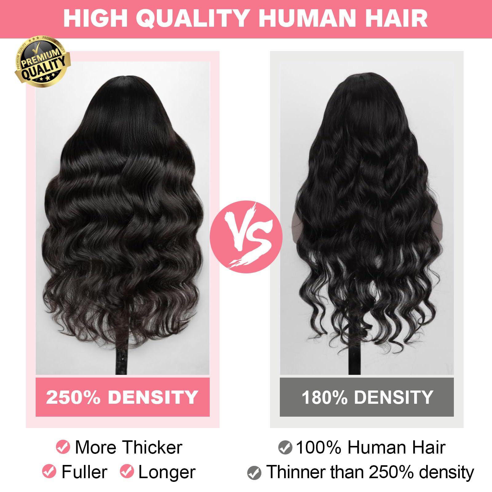 Hugsun 250-density wig with soft weave for voluminous, tangle-free styling.