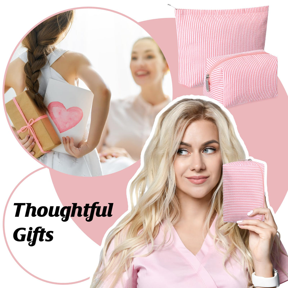 Huhumy gift-ready cosmetic bag in rose-pink design for special occasions.
