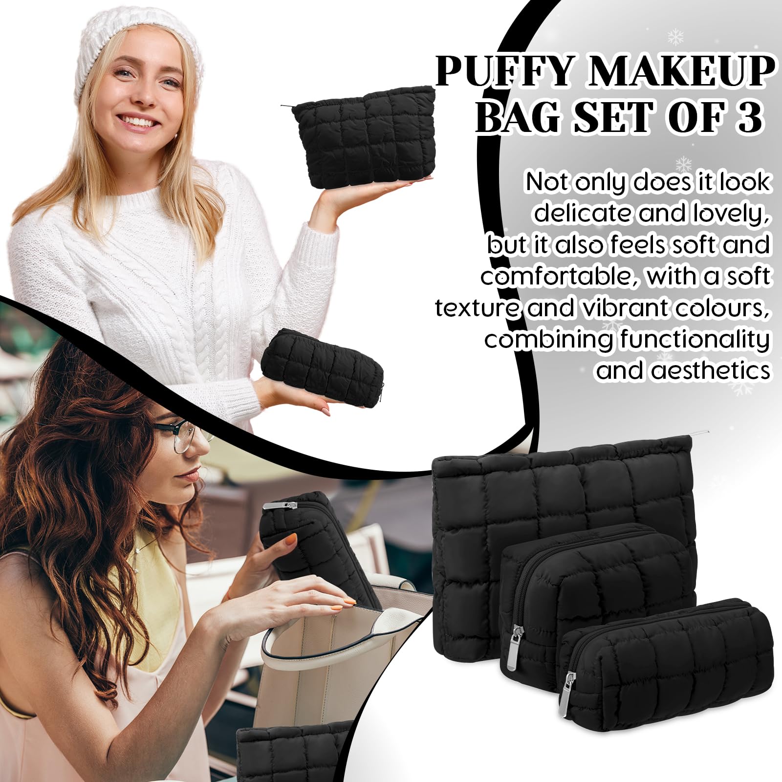 Huhumy makeup bag set with zipper to keep essentials secure during travel.