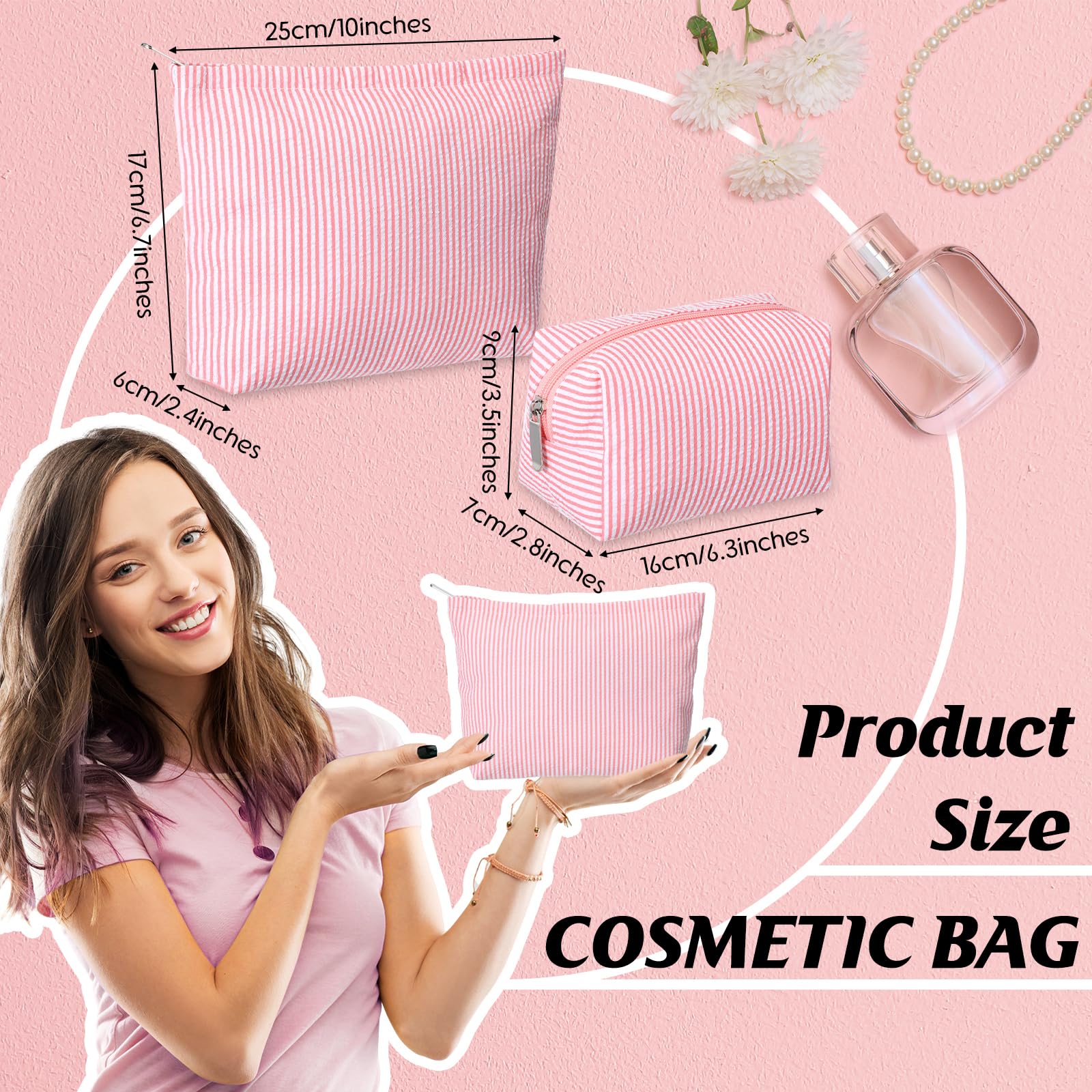 Huhumy small seersucker makeup pouch, perfect for brushes and small tools.