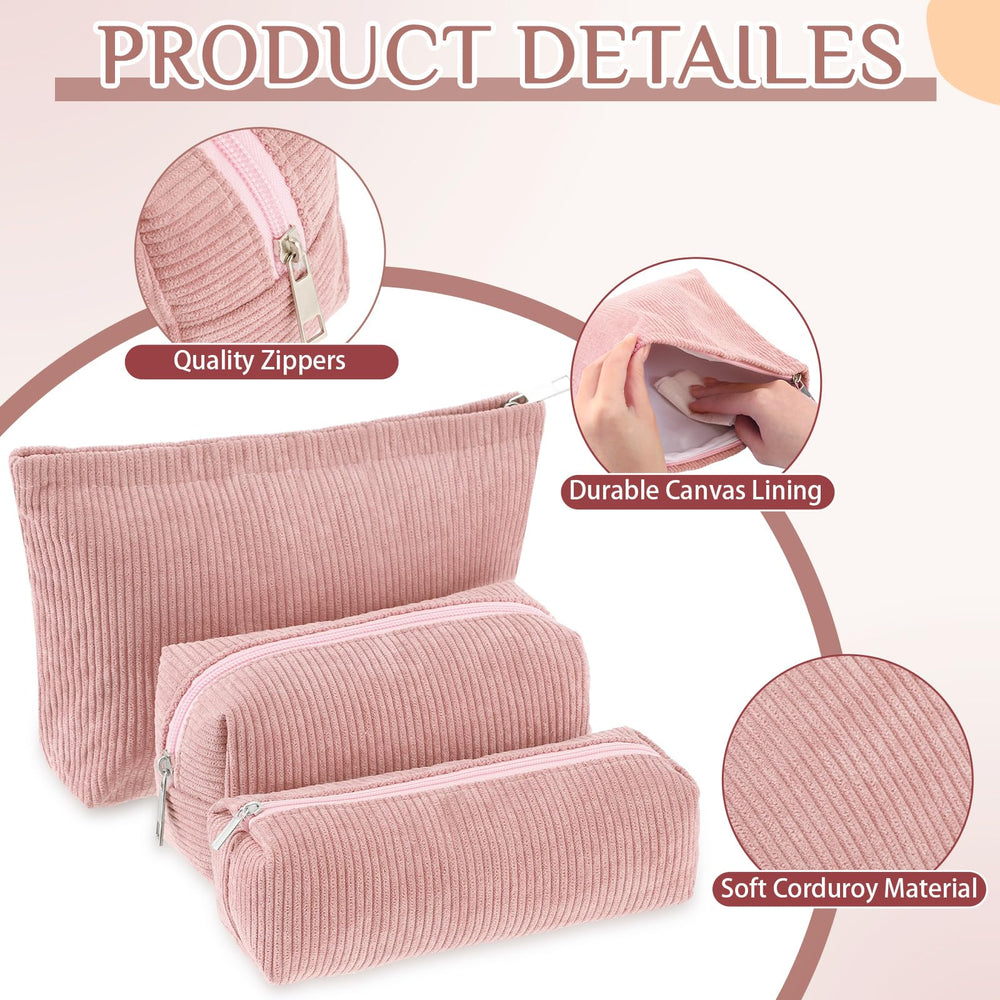 Huhumy medium corduroy makeup bag stores brushes and essentials neatly.