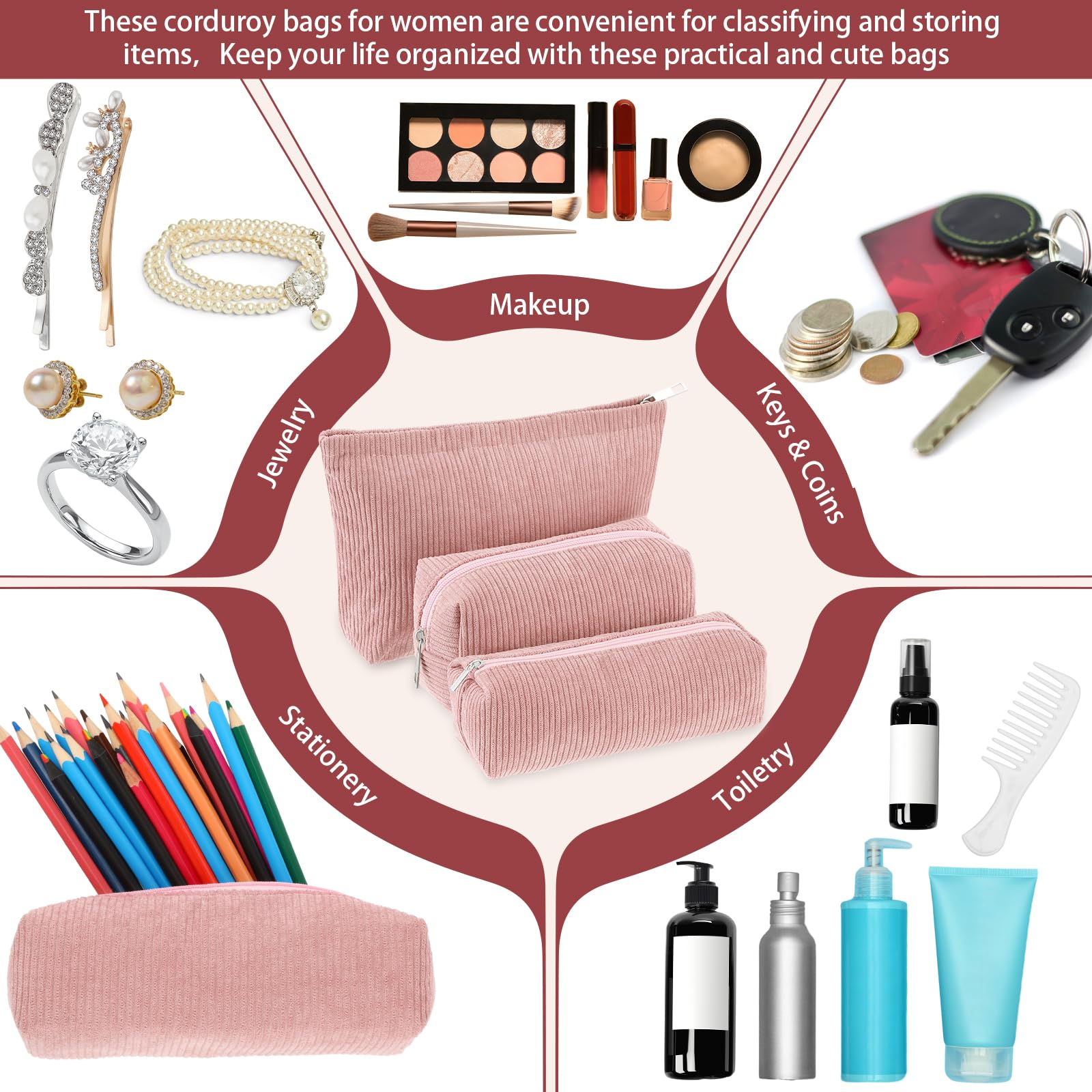 Huhumy small pink bag ideal for cosmetics and tiny items on the go.