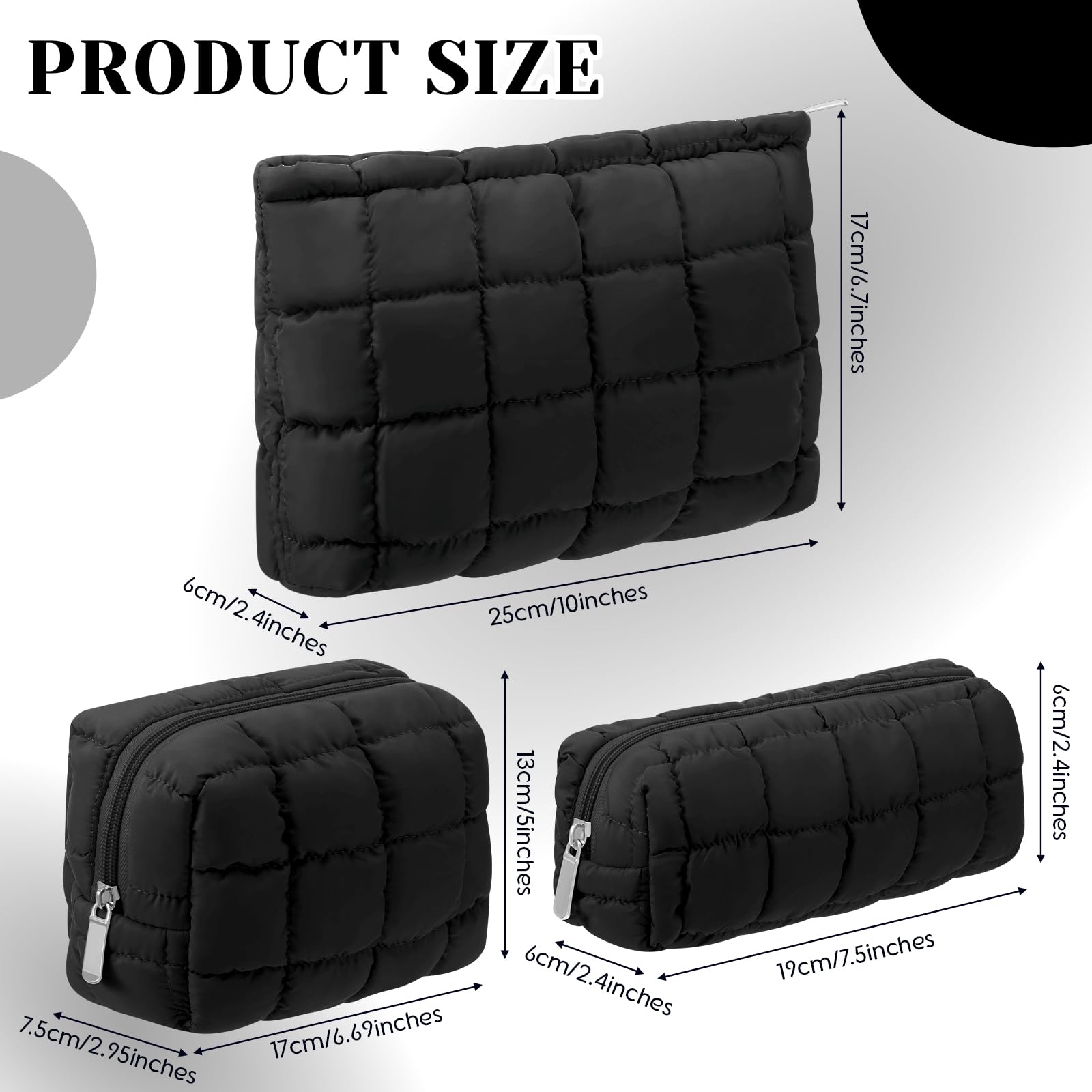 Huhumy large quilted cosmetic pouch in checkered design ideal for travel essentials.
