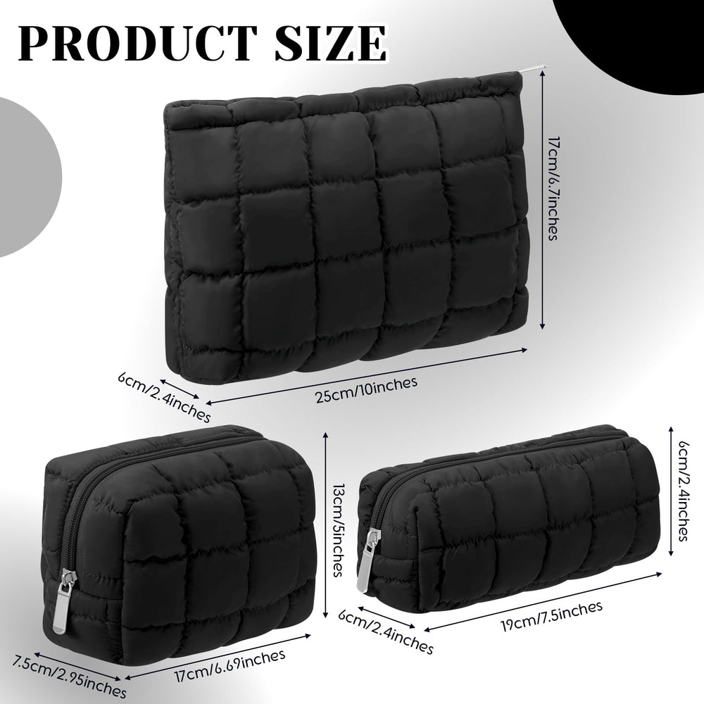 Huhumy large quilted cosmetic pouch in checkered design ideal for travel essentials.