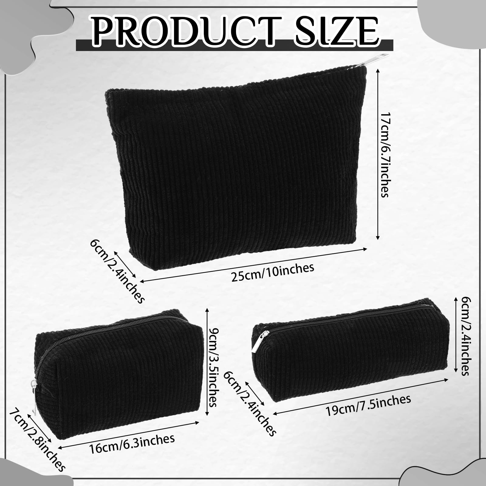 Huhumy small corduroy pouch for compact cosmetics and brushes