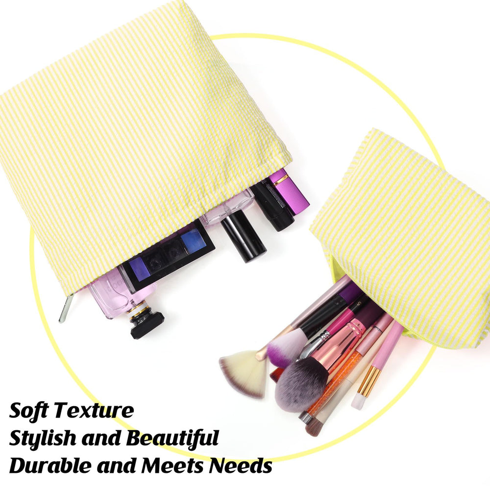 Huhumy two-piece makeup bag yellow small; perfect for brushes and small items.