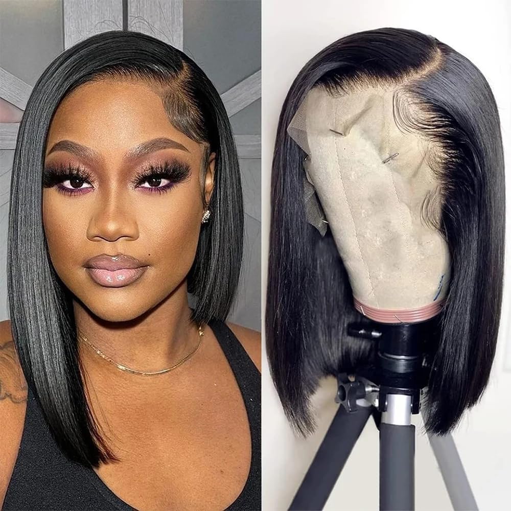 HUIDI 13x4 bob wig lace-front close-up with natural hairline