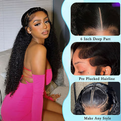 Huirslex 100% human hair deep wave wig highlights realistic texture.