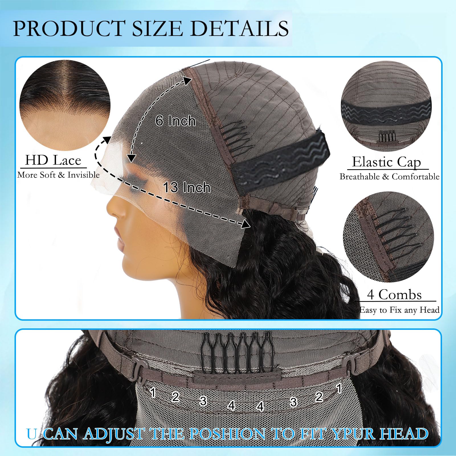 Huirslex 200-density deep wave wig delivers full, luxurious volume.