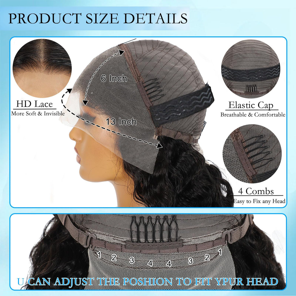 Huirslex 200-density deep wave wig delivers full, luxurious volume.
