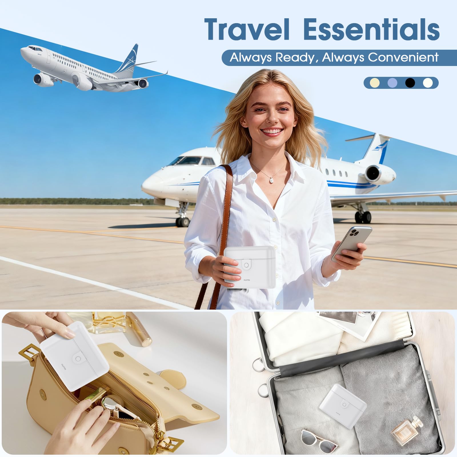 HUITAI compact travel case fits in carry-on bags and backpacks.