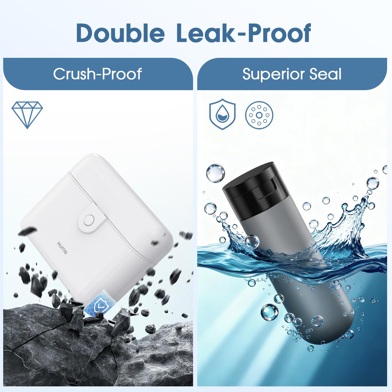 HUITAI secure-lock travel case prevents accidental opening.