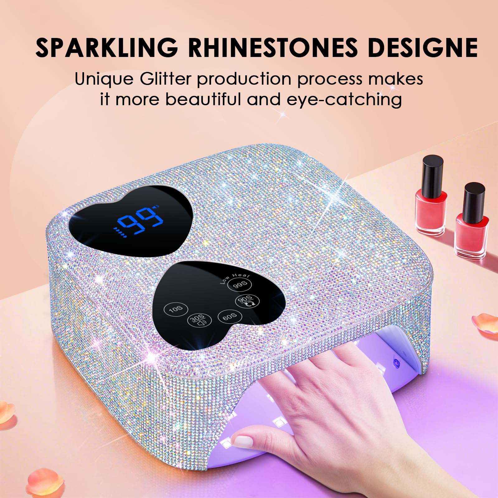 HUITINE 80w dual-light nail lamp delivers fast, even gel curing.