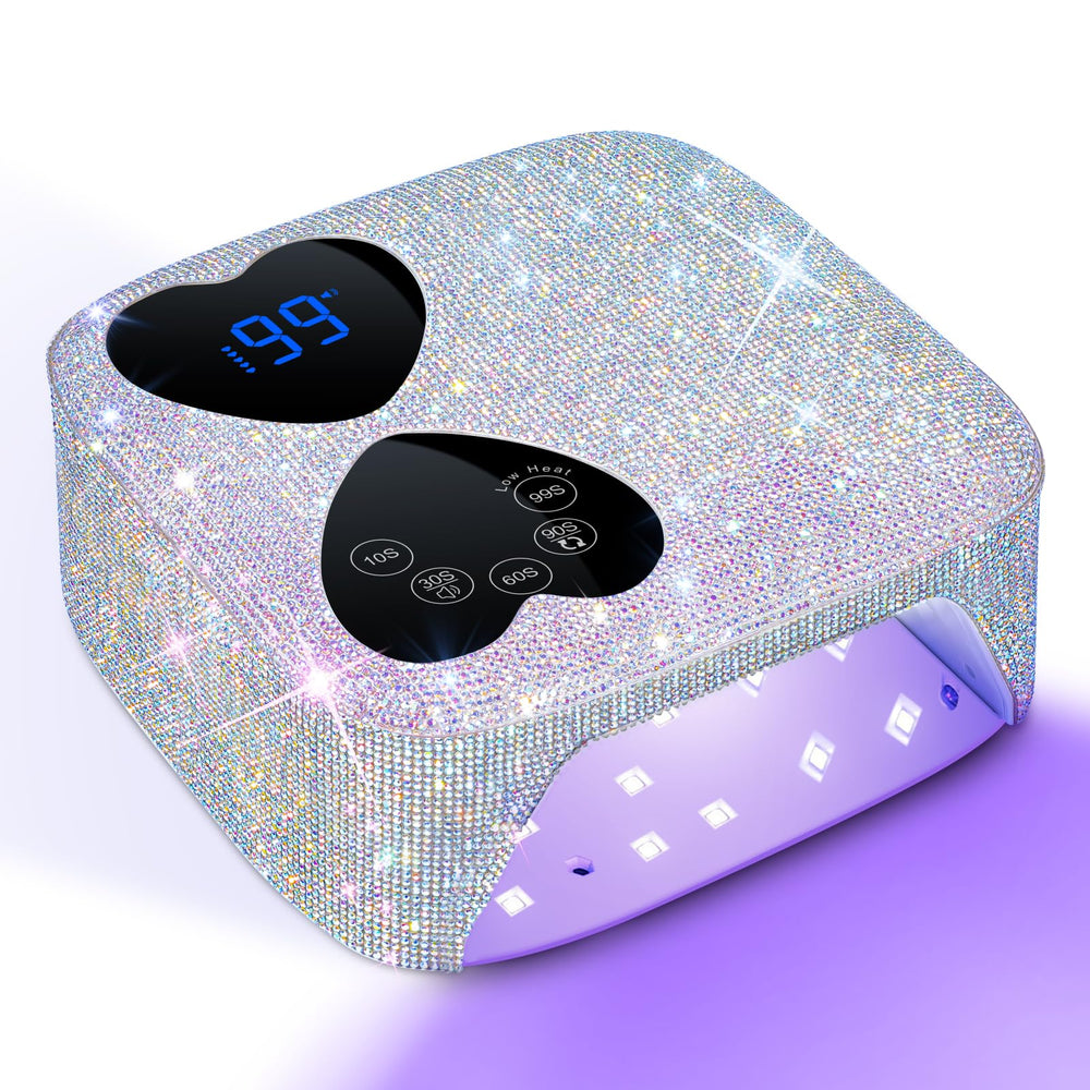 HUITINE bling-diamond-design nail lamp adds luxe sparkle to manicures.