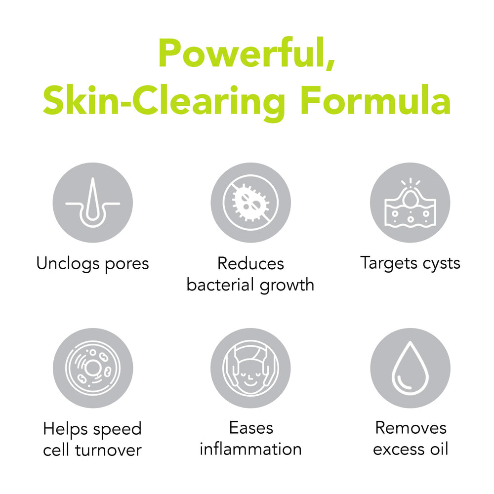 Humane benzoyl peroxide acne wash face-application shown for targeted breakout care