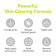 Humane benzoyl peroxide acne wash face-application shown for targeted breakout care