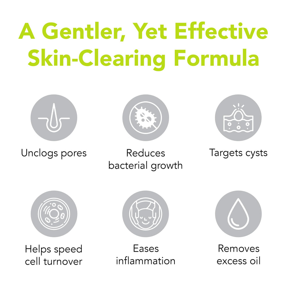 Non-foaming texture of Humane Benzoyl Peroxide Face Wash shown in close-up.