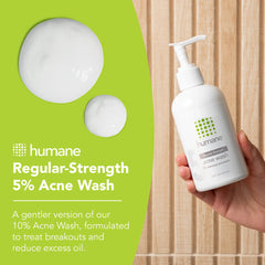 Close-up of Humane Face Wash label highlighting cruelty-free and dermatologist-tested claims.