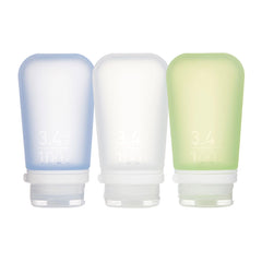 Humangear GoToob+ 3-pack bottles in clear for travel and easy labeling