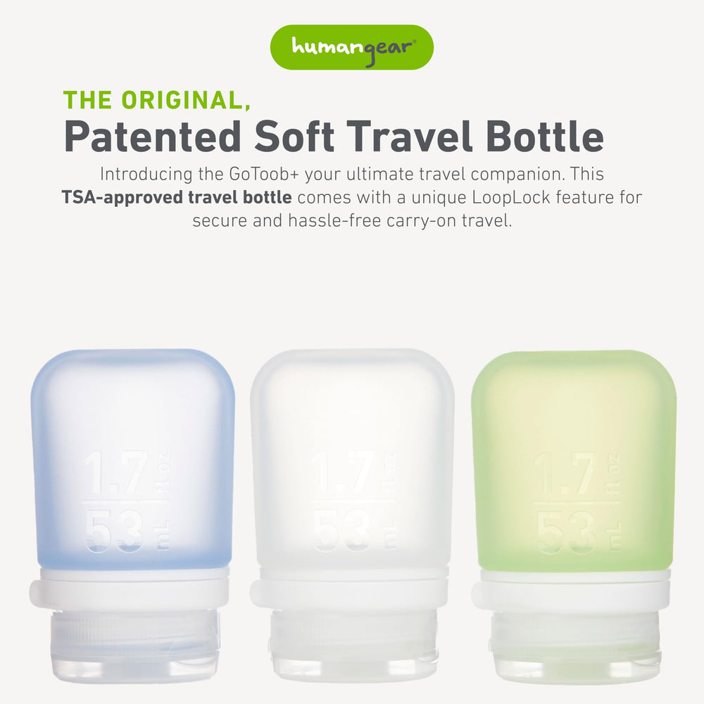 humangear GoToob+ locking-cap LoopLock, secure carry-on for liquids.