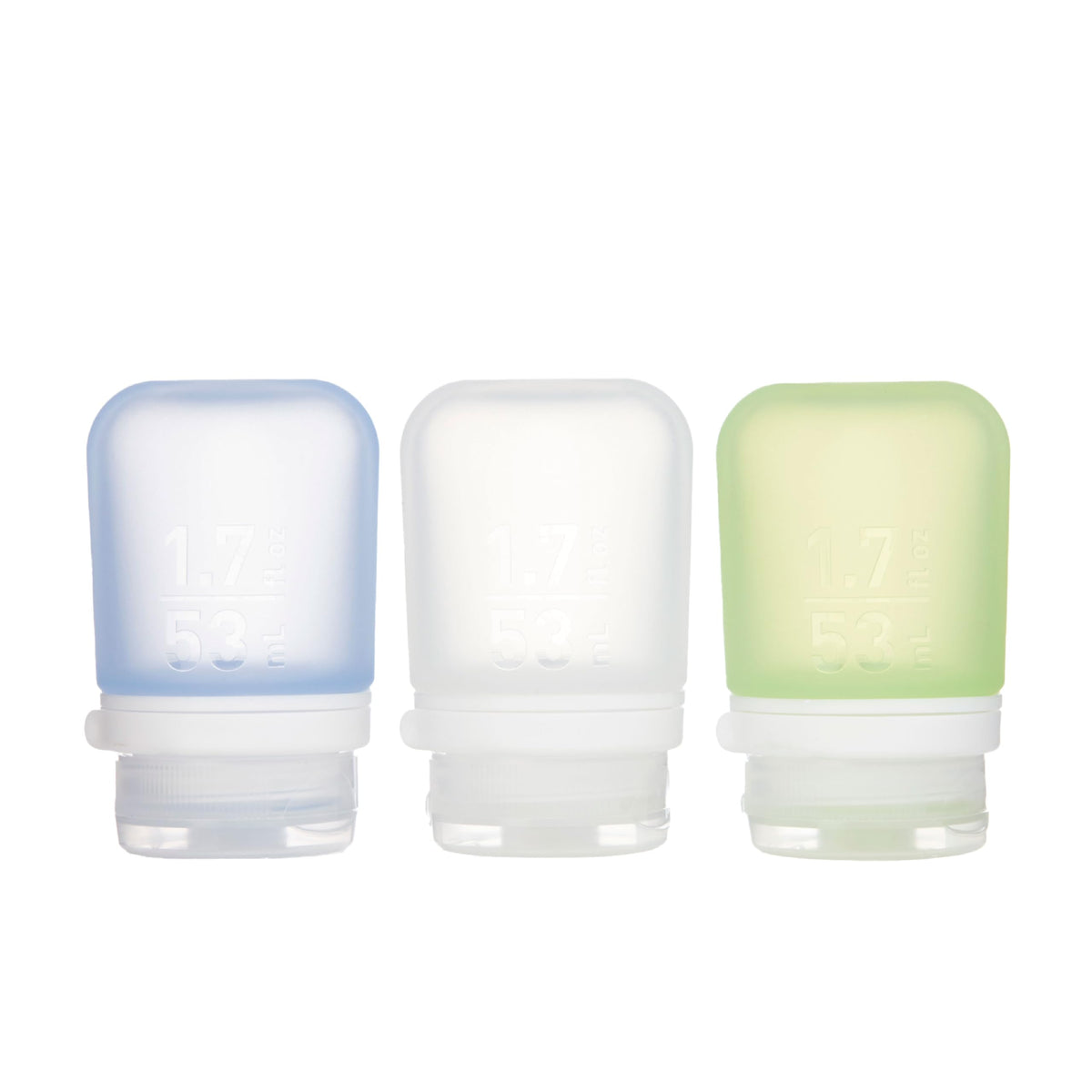 humangear GoToob+ silicone travel bottle with soft body, ideal for compact packing on trips.