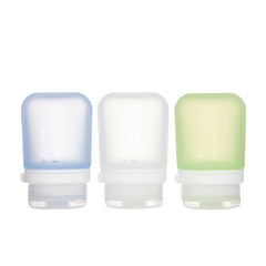humangear GoToob+ silicone travel bottle with soft body, ideal for compact packing on trips.