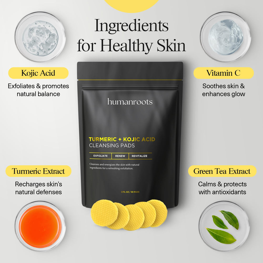Vitamin C, B5, and green tea blend in Humanroots pads for balanced skin support